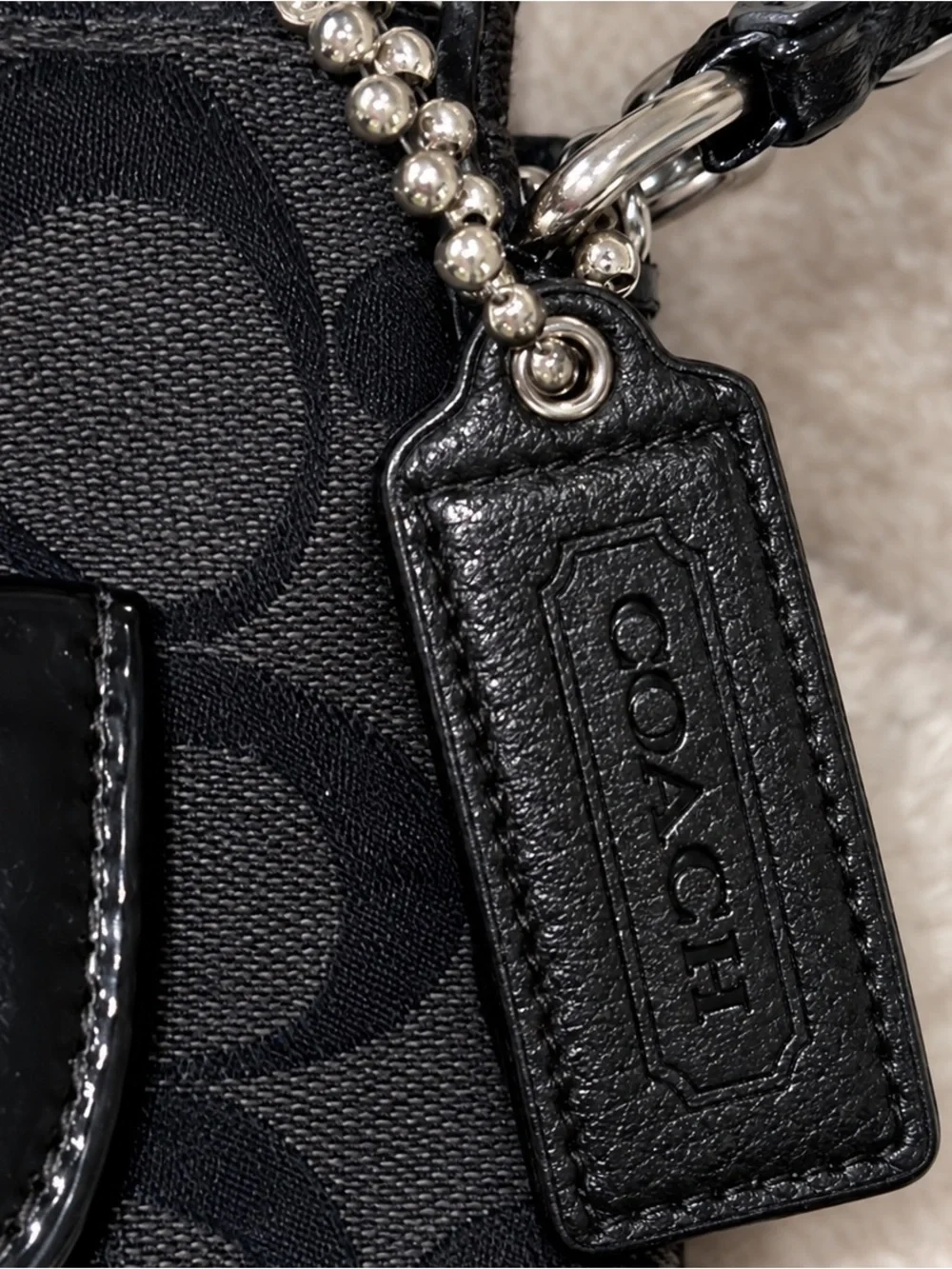 Coach Black Signature Crossbody with Patent Trim